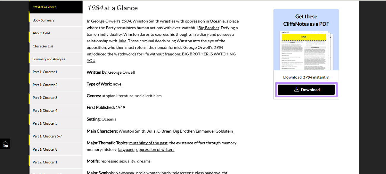 Laden Sie die Notizen Cliffsnotes herunter