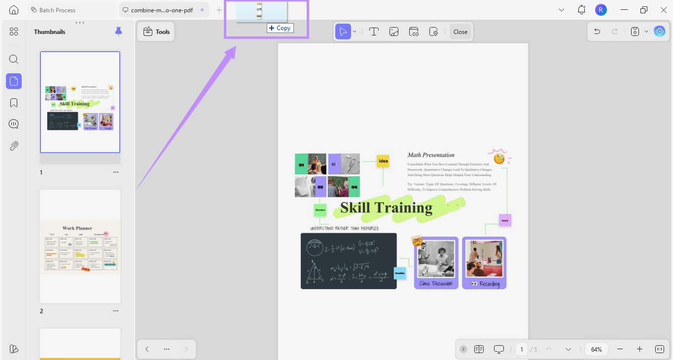Alt-text: drag the file to the tab updf windows