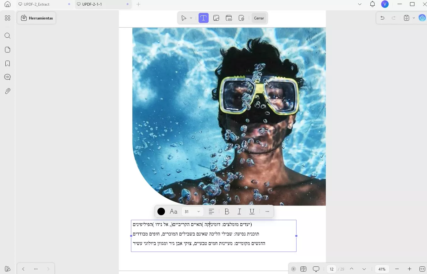 editar un PDF en hebreo con UPDF en Windows