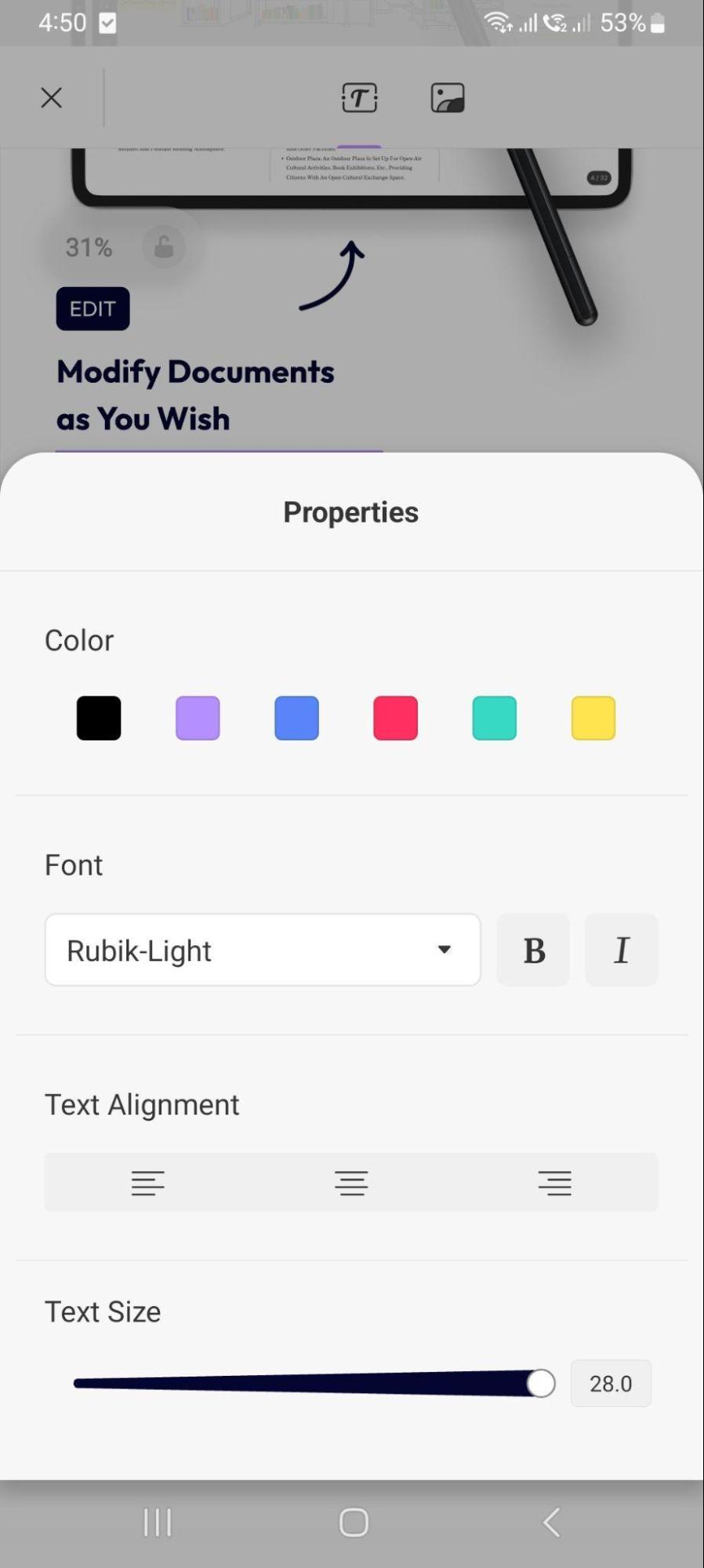 edit pdf documents in android updf