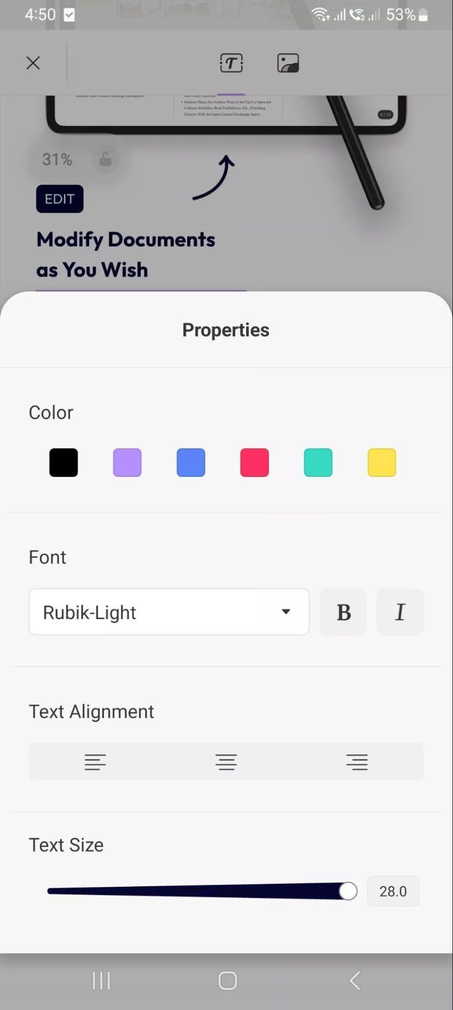 edit pdf documents in android updf