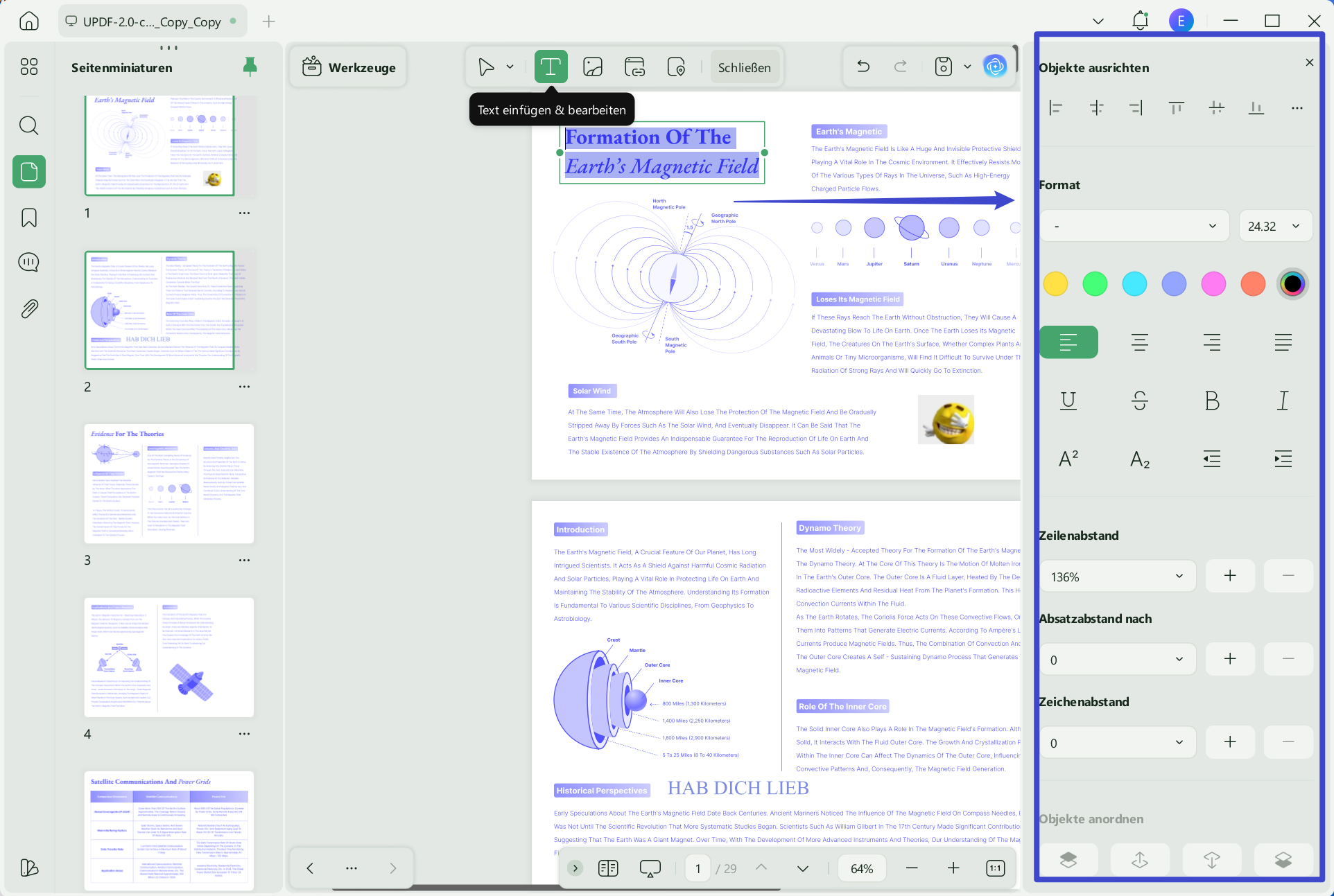 Bearbeiten und Anpassen von PDF-Text UPDF-Fenster