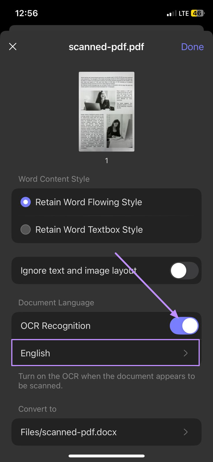 Image Alt: enable ocr recognition updf ios