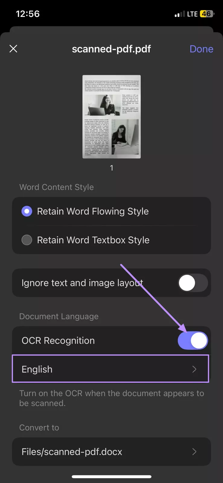 Image Alt: enable ocr recognition updf ios