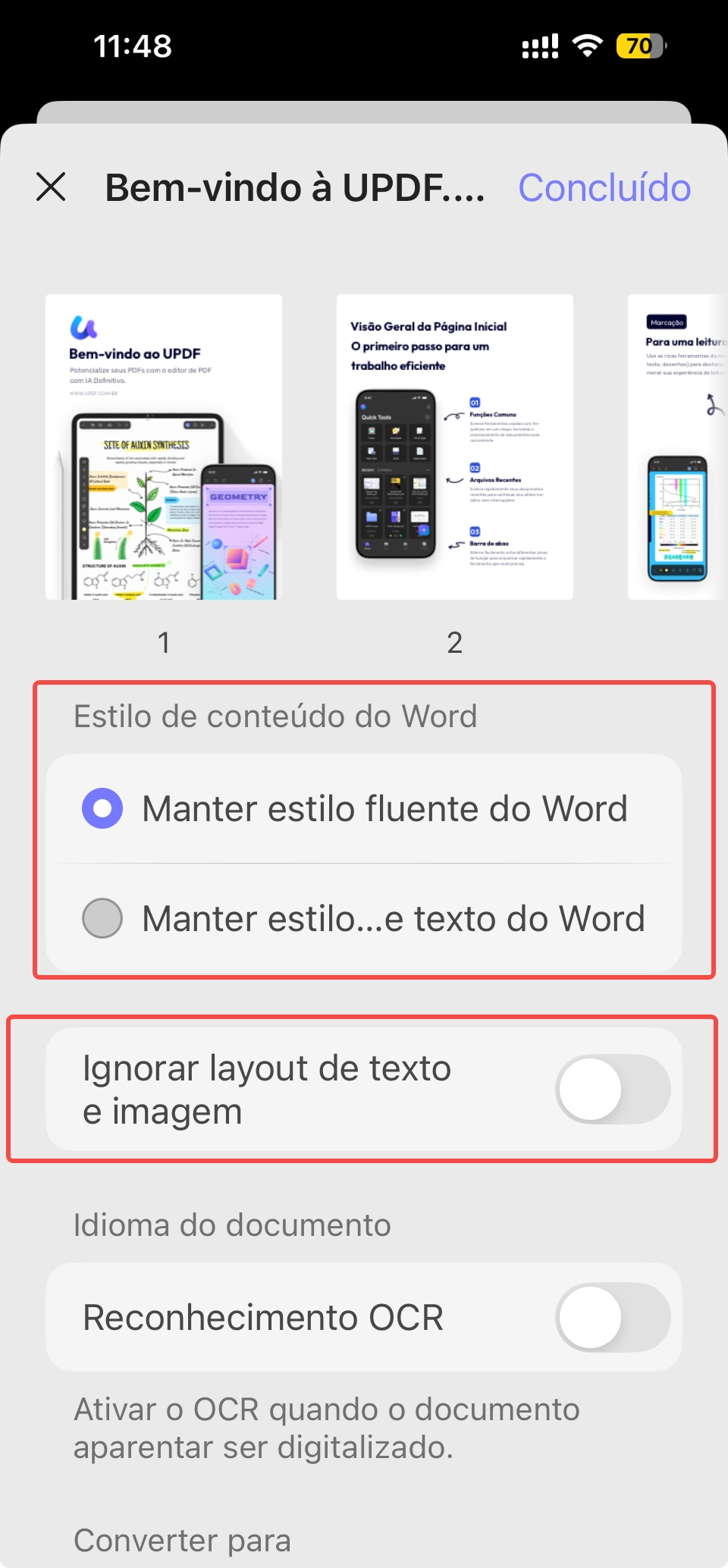 Ignorar Layout de texto e Imagem