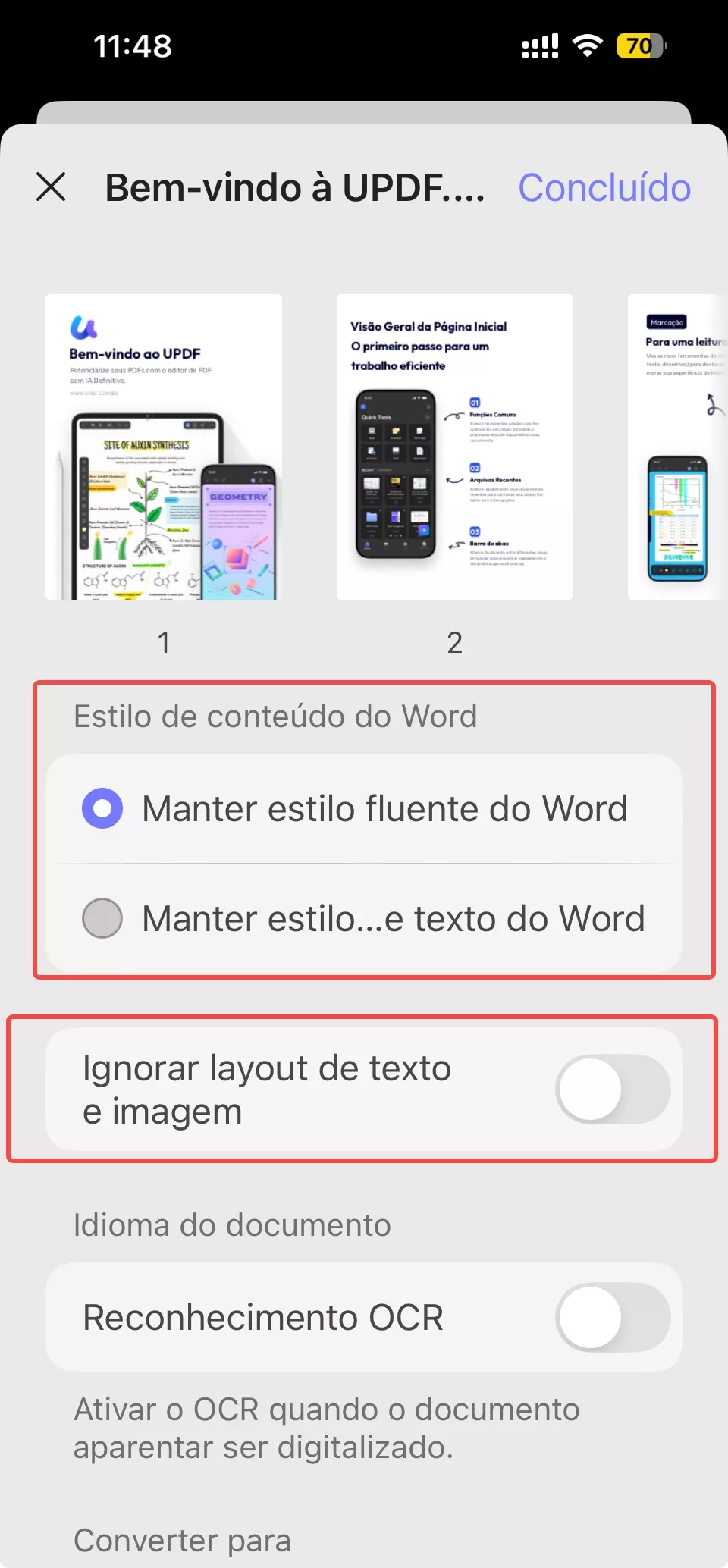 estilo de conteúdo do word