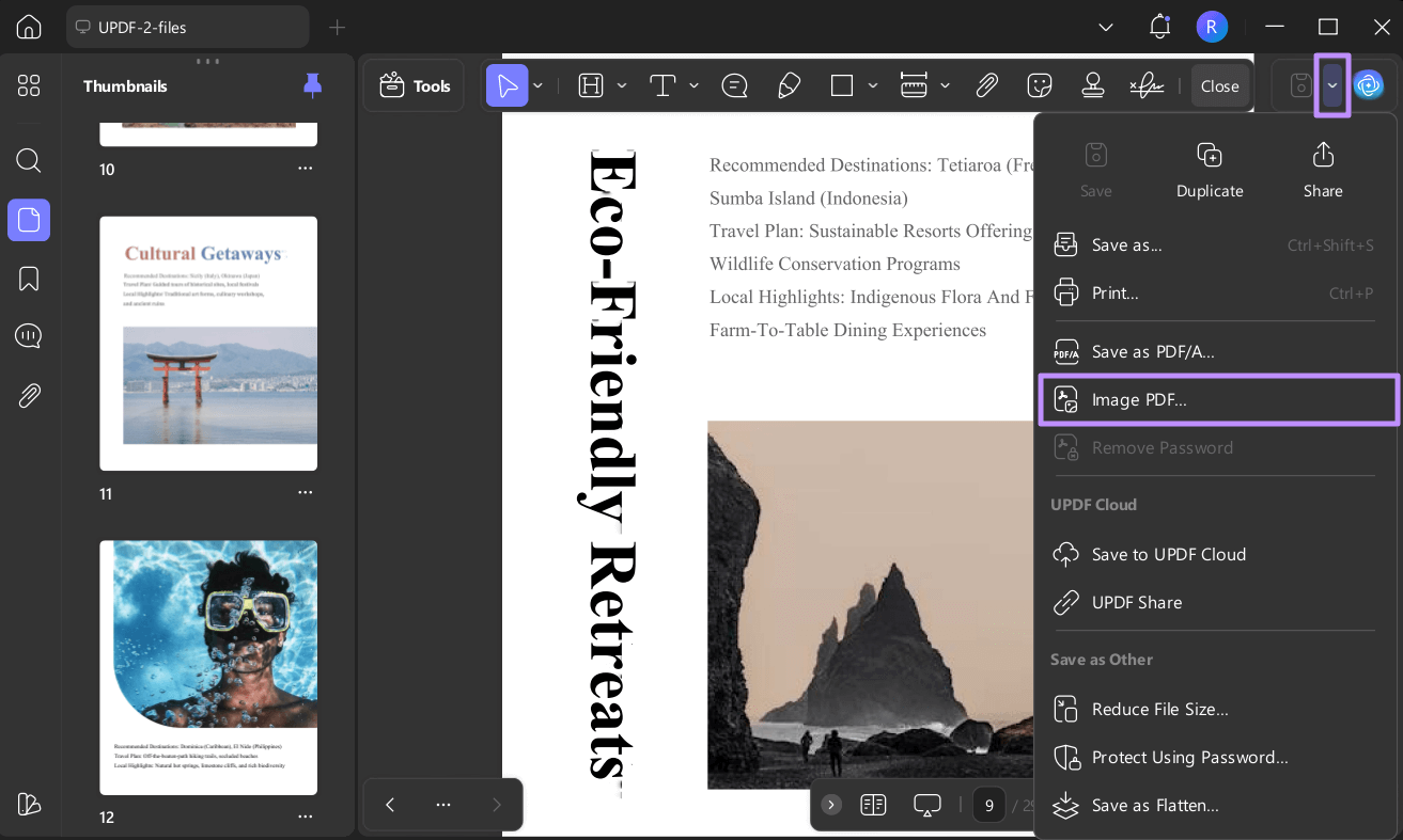 export pdf as an image updf windows