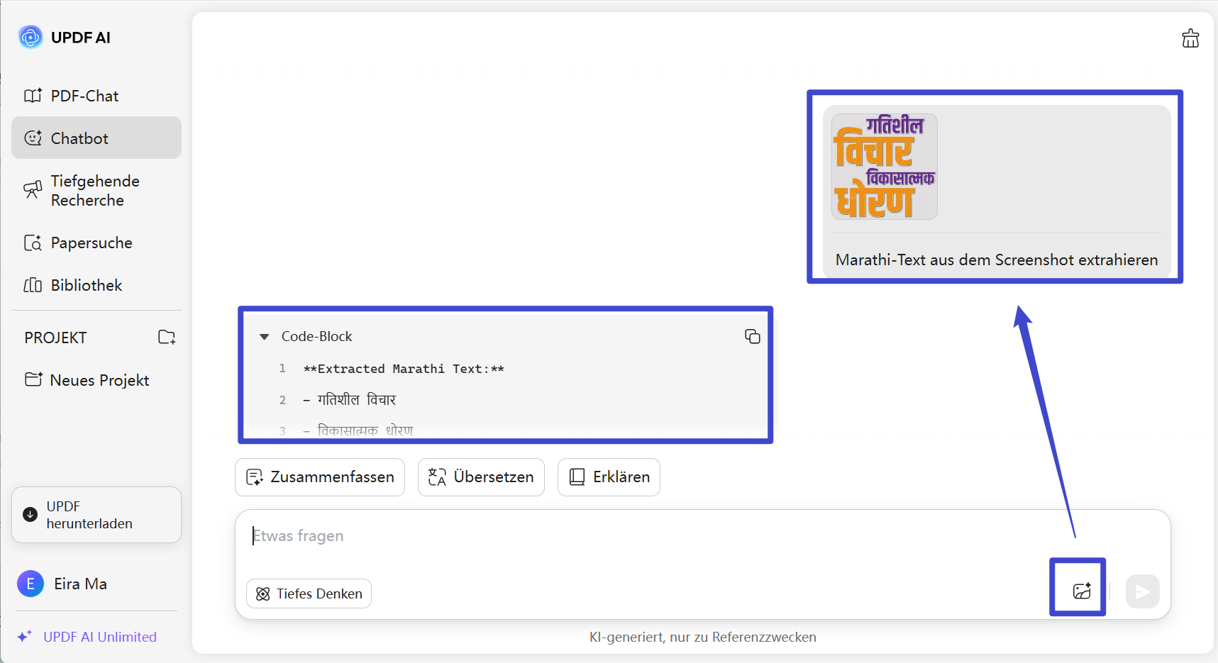 Marathi-Text aus Bild-UPDF-AI online extrahieren