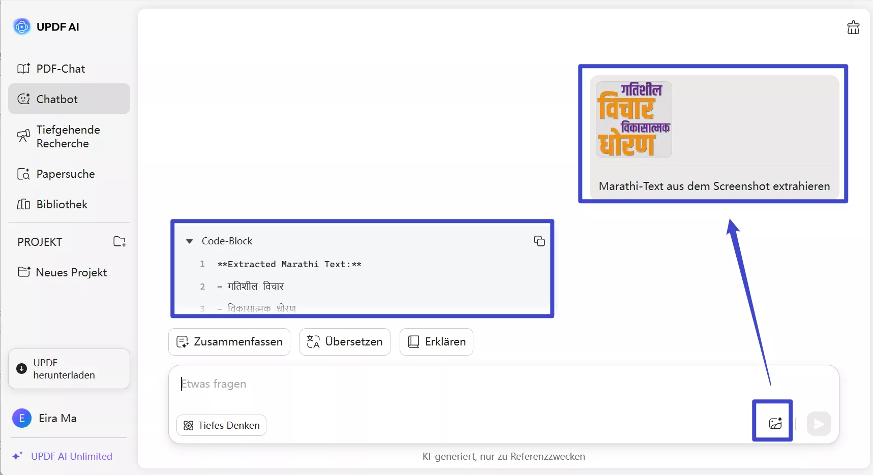Marathi-Text aus Bild-UPDF-AI online extrahieren