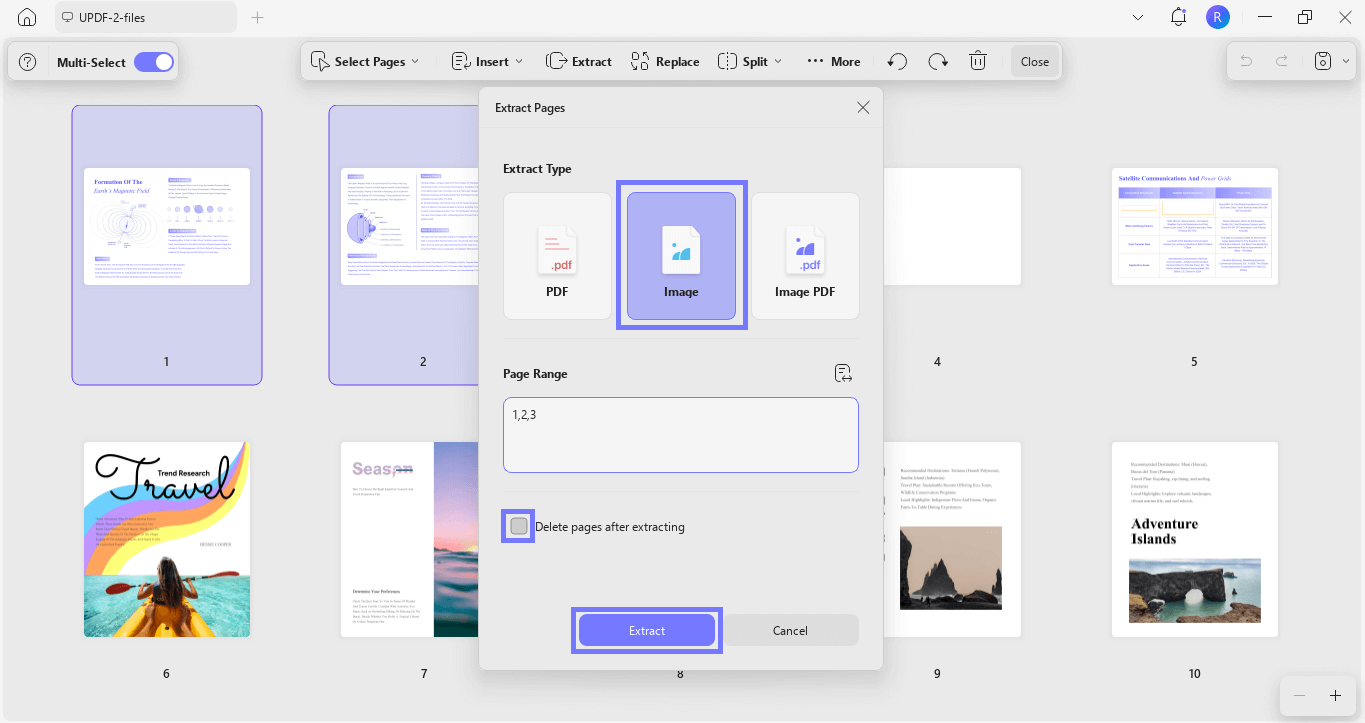  extract the selected pages updf windows