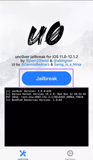 aperte o botão jailbreak