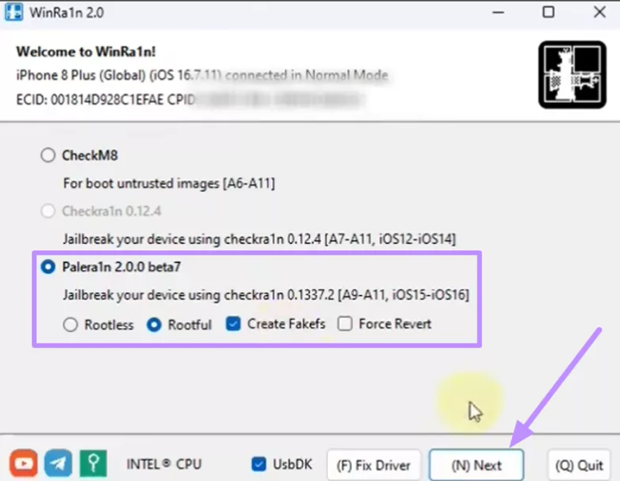 execute winra1n2.1.exe como administrador no seu pc