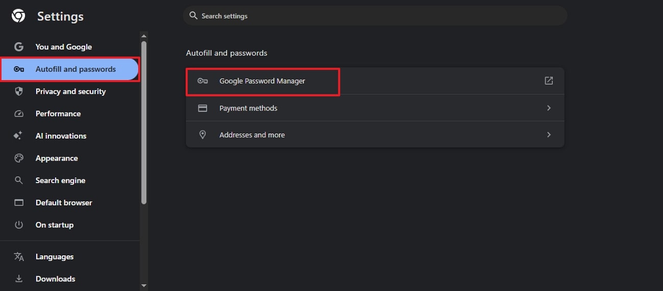 choose google password manager