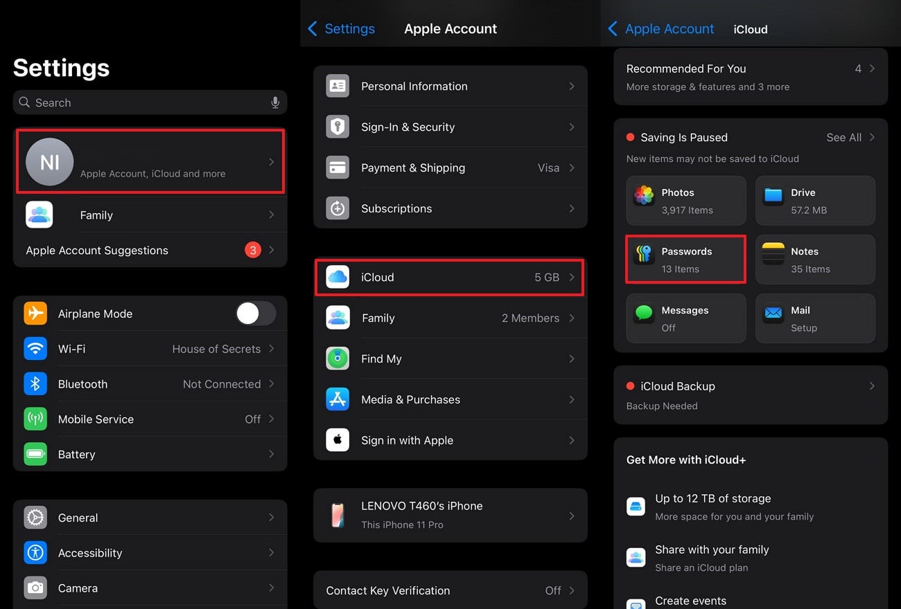 Image alt: access icloud to select password