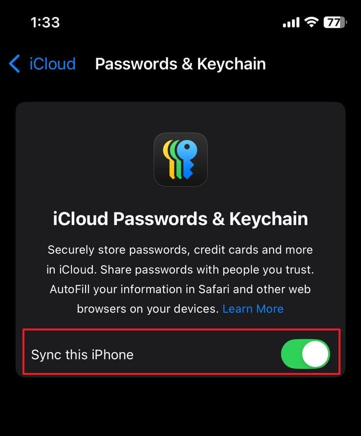 check the syncing is enabled