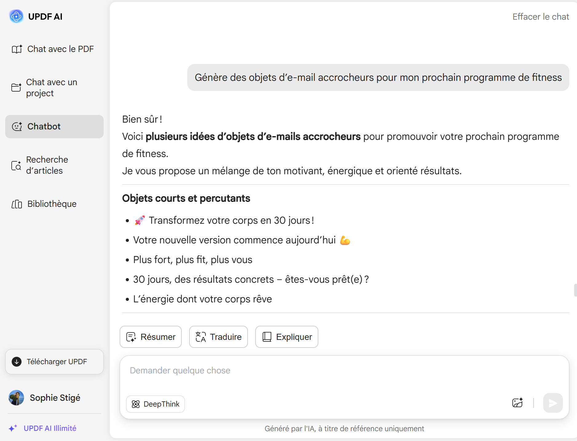 Générer une ligne d’objet d’e-mail avec UPDF AI en ligne