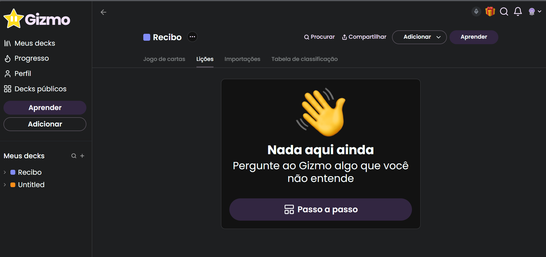 lições passo a passo