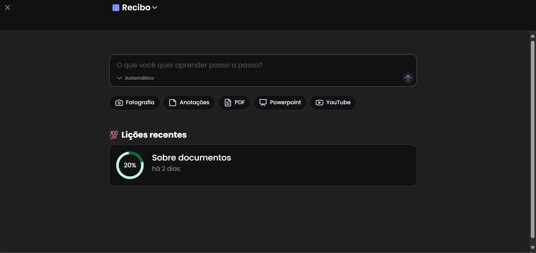lições recentes