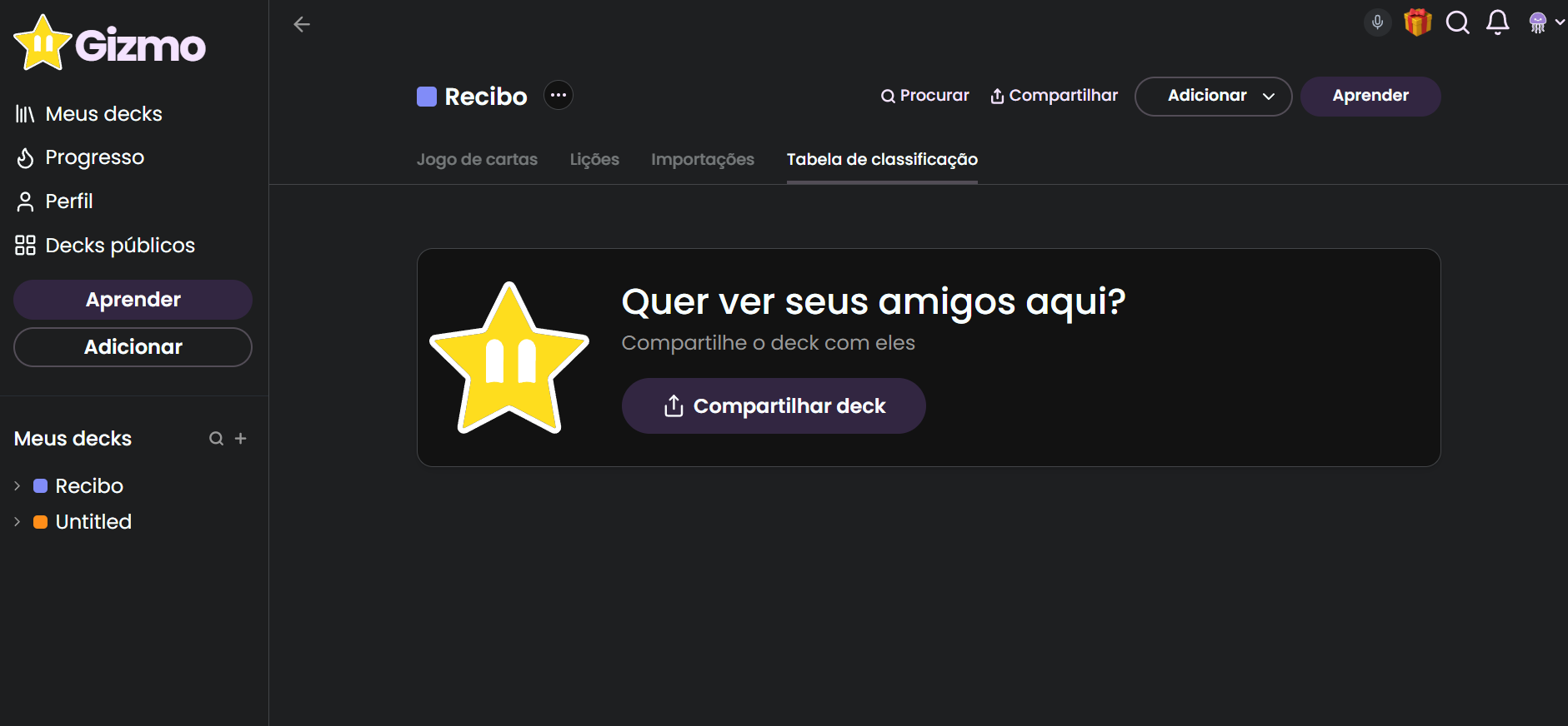 tabela de classificação