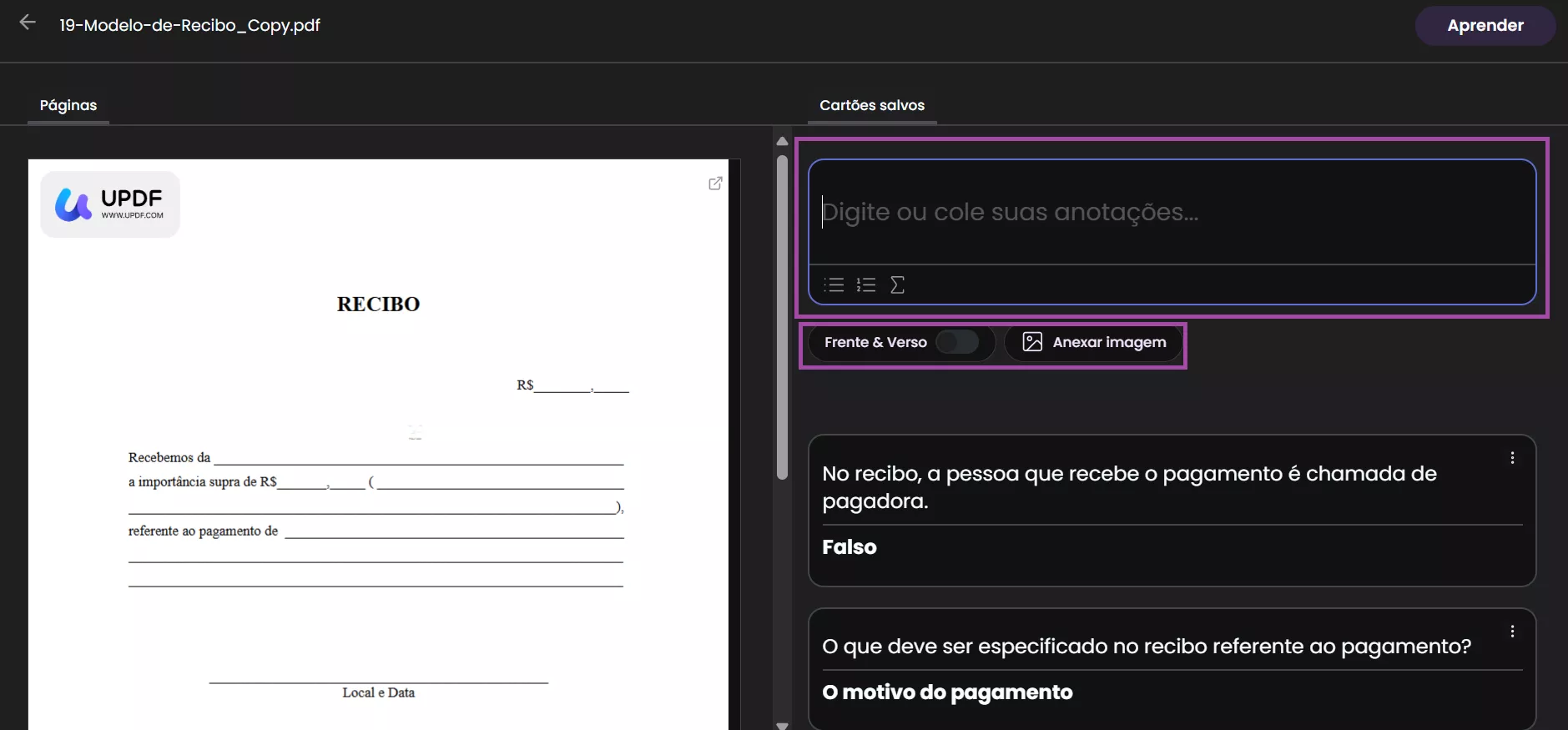 fazer anotações rápidas
