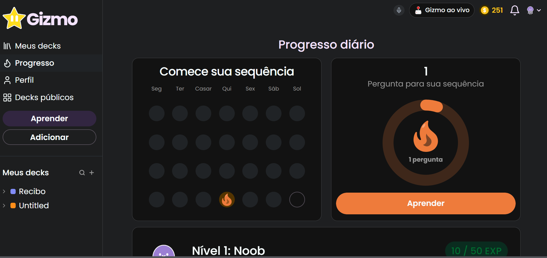 comece sua sequências