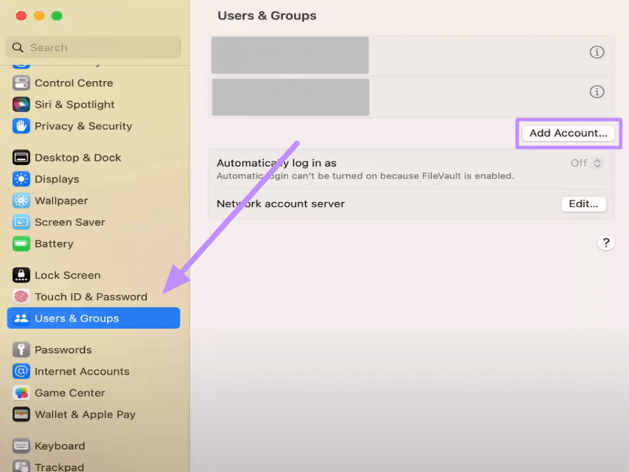 hit add account within settings mac