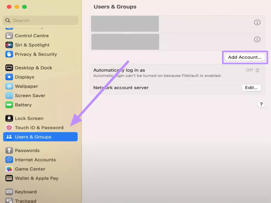 hit add account within settings mac