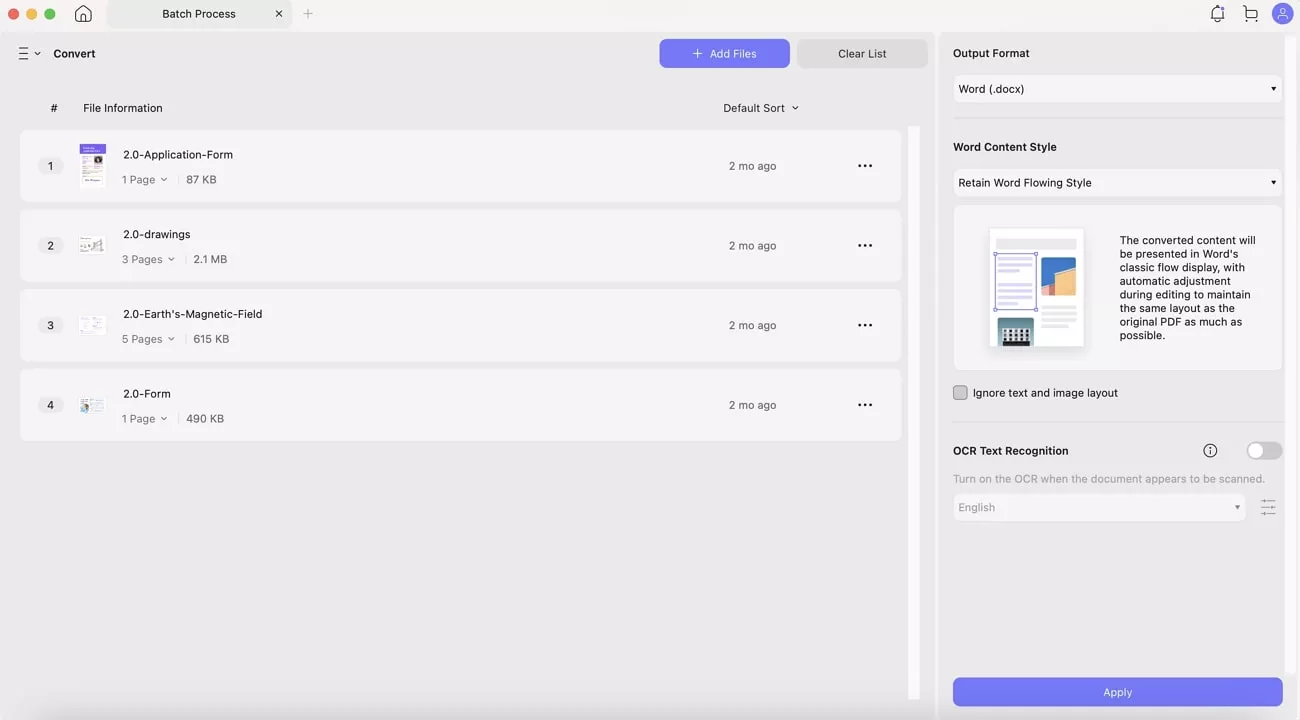 batch processing feature