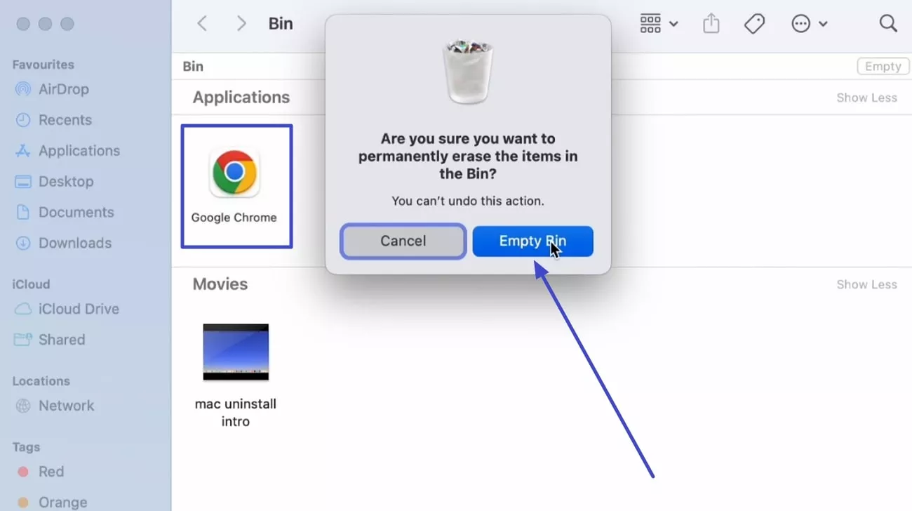 empty mac trash bin