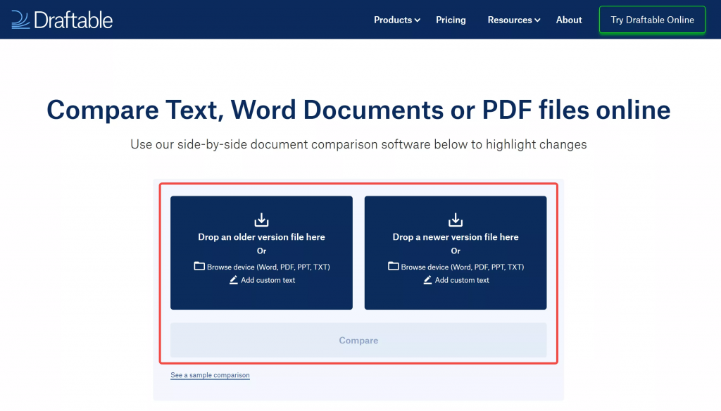 Draftable 線上 PDF 文件比較工具