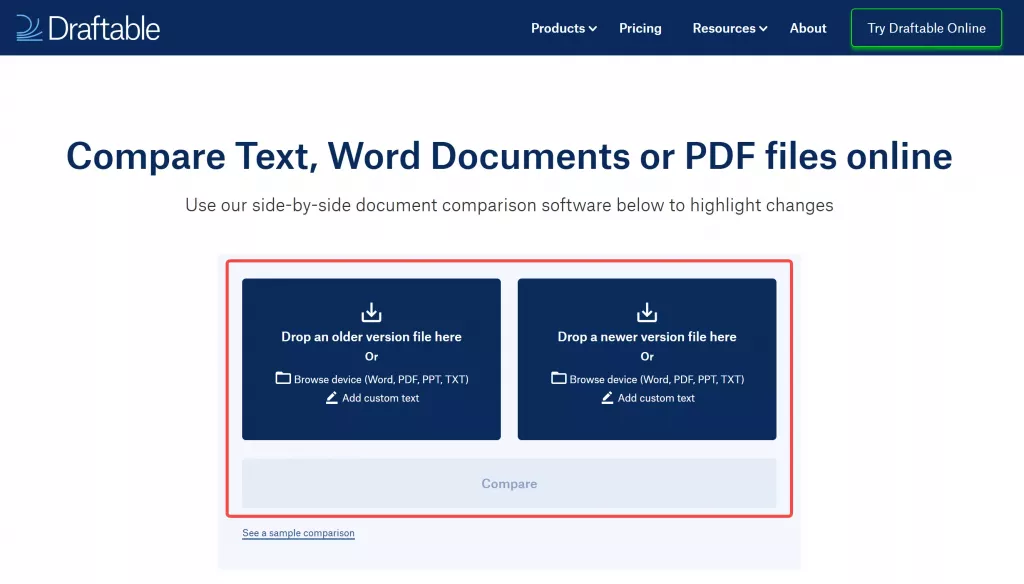 Draftable 線上 PDF 文件比較工具