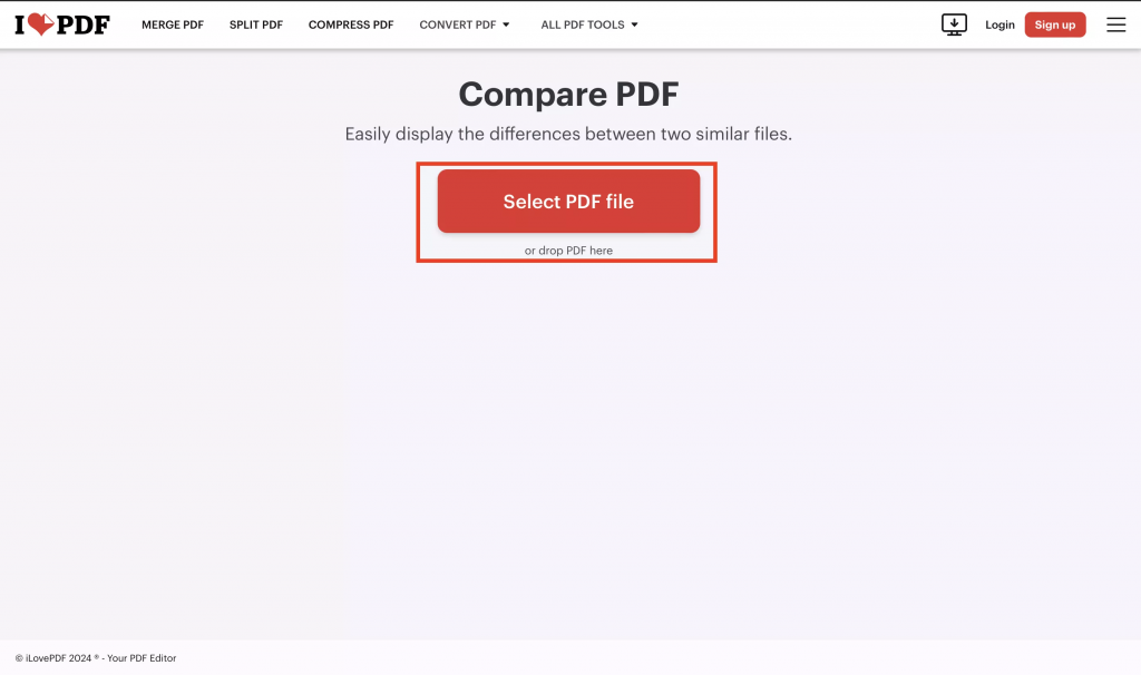 iLovePDF 線上比較兩個 PDF 文件