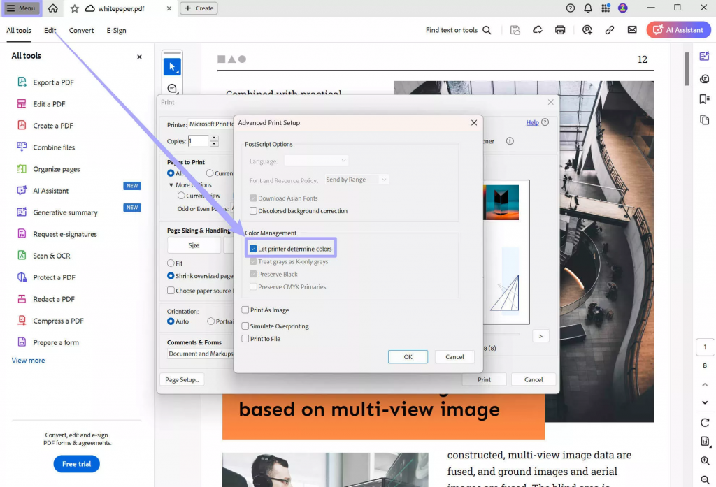 讓印表機自動判斷色彩