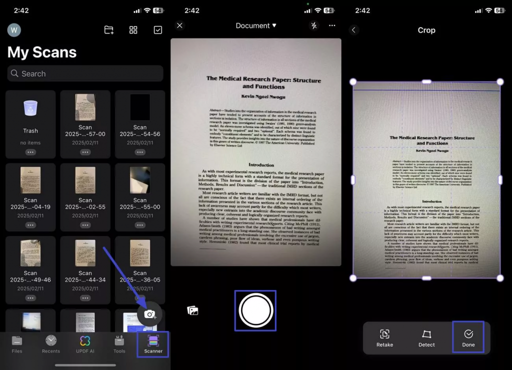 將掃描內容轉換為 PDF 文件
