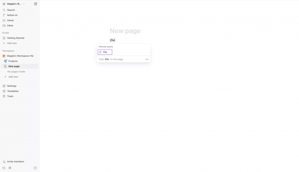 使用檔案區塊在 Notion 中嵌入 PDF 文件