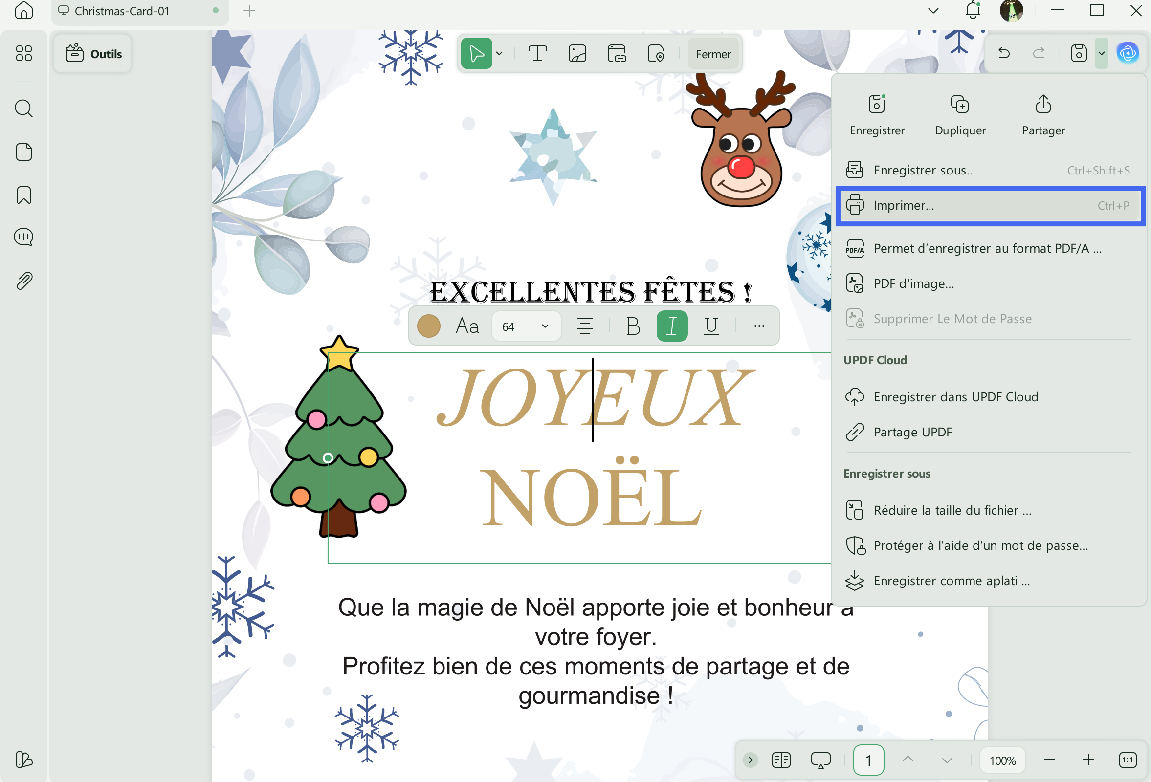 message de joyeuses fêtes UPDF