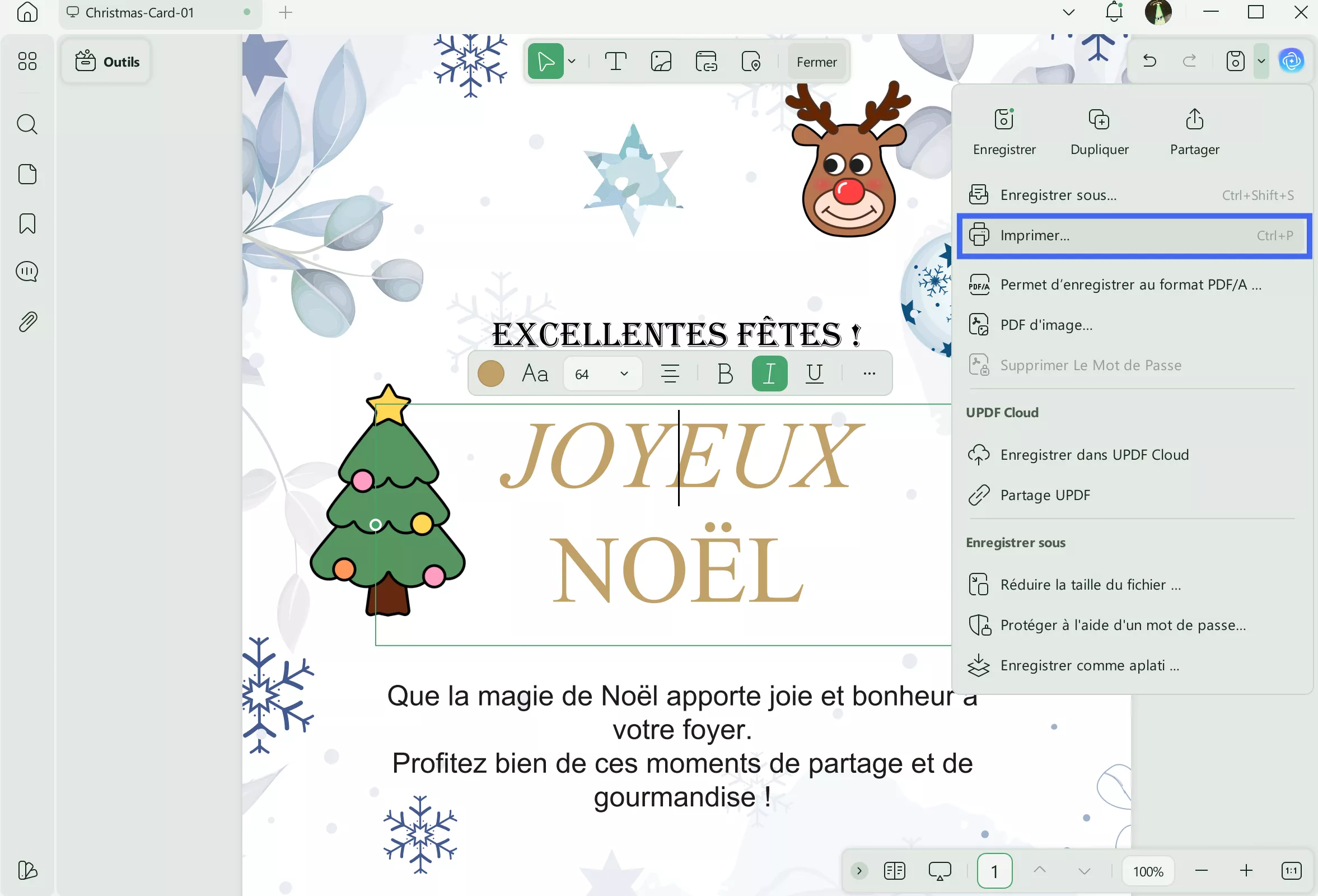 message de joyeuses fêtes UPDF