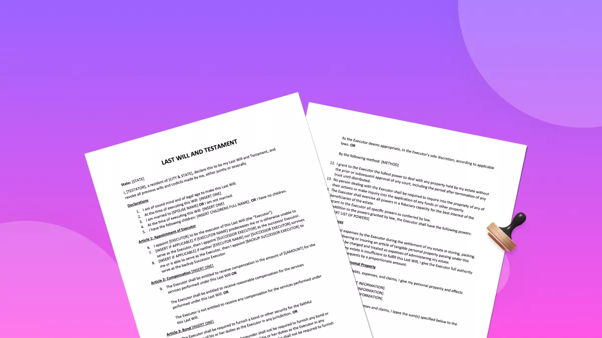 14가지 무료 유언장 양식 PDF 템플릿