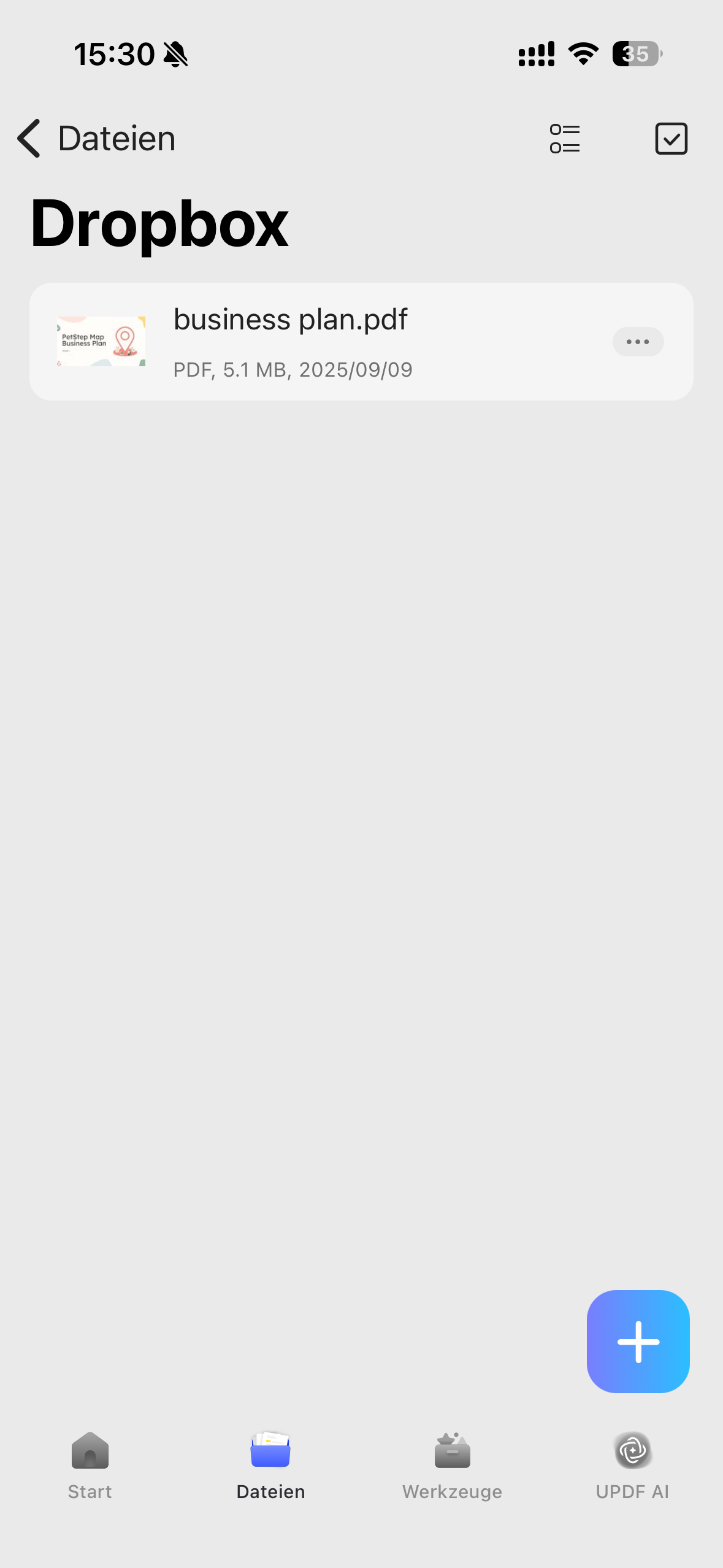 updf mobile verbindet sich mit Dropbox und OneDrive
