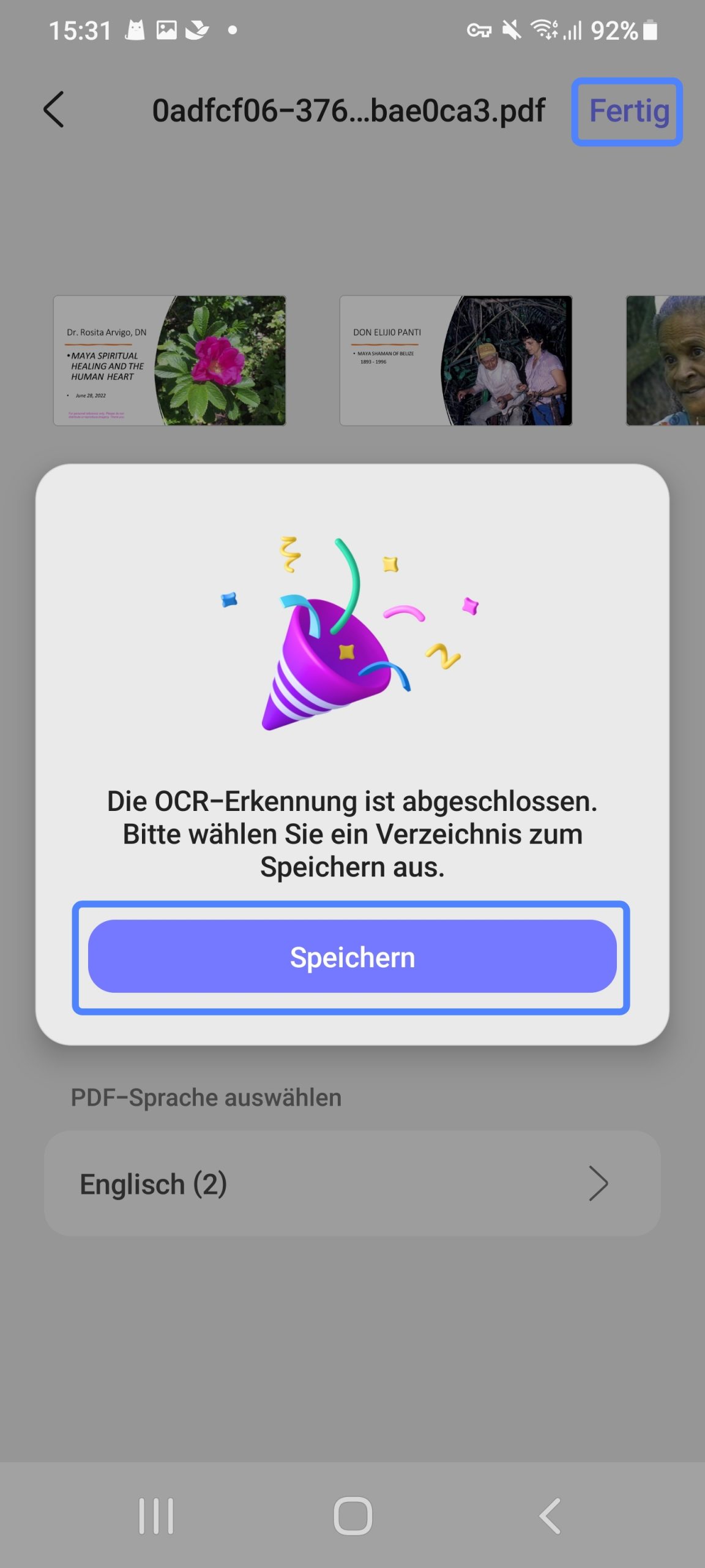 Tippen Sie auf „Fertig“