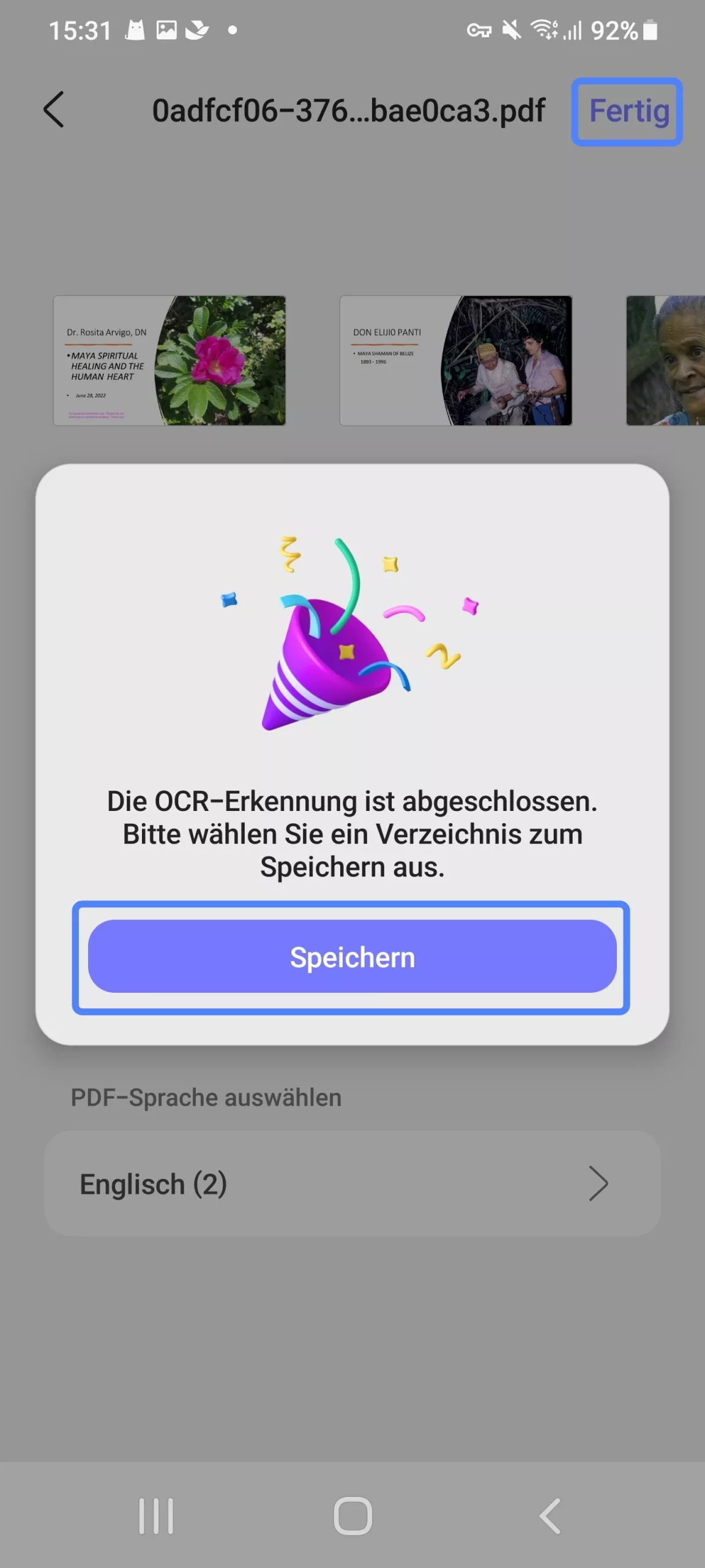 Tippen Sie auf „Fertig“