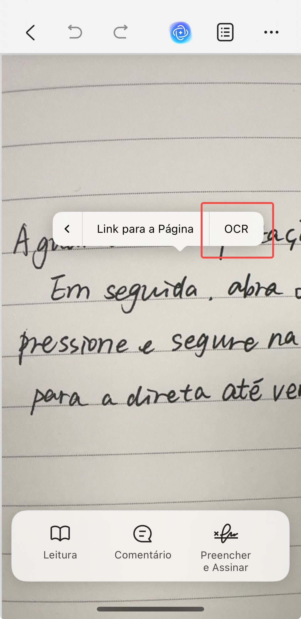 ocr depois de digitalizar