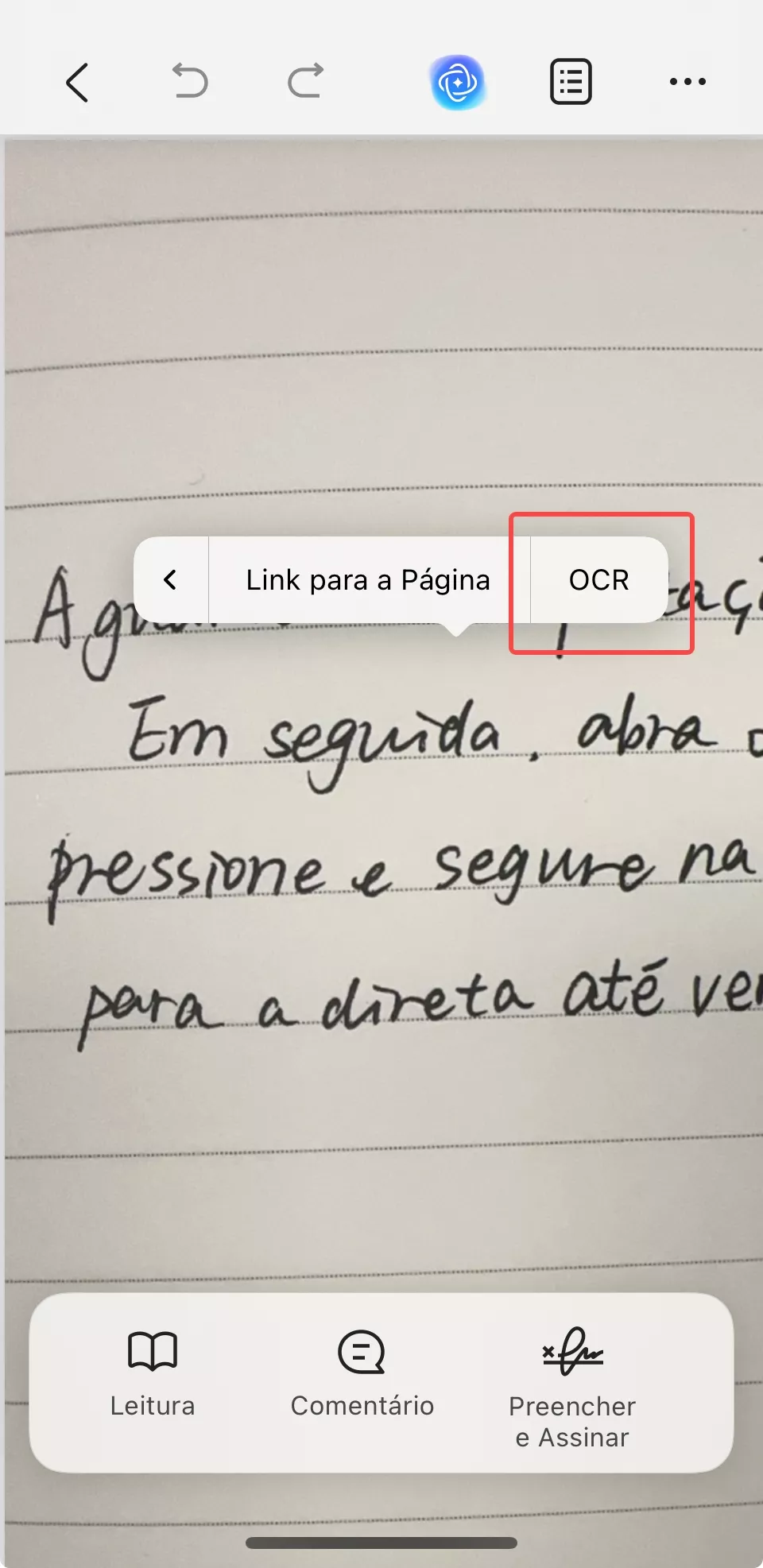 ocr depois de digitalizar