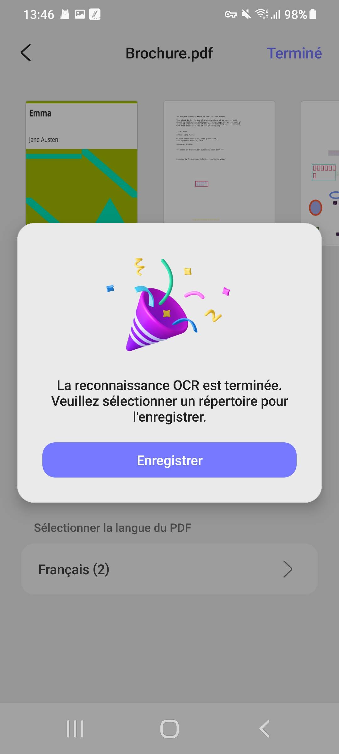 enregistrer le fichier ocred updf android