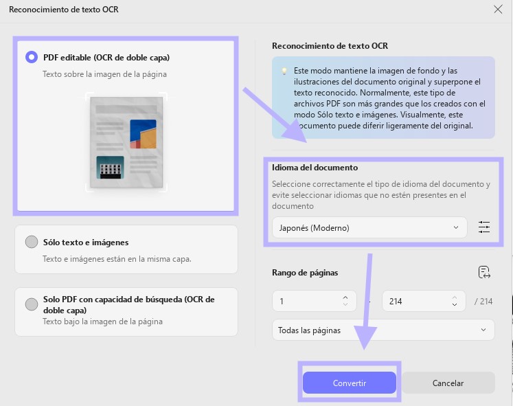 Configuración de OCR para manga en UPDF en Windows