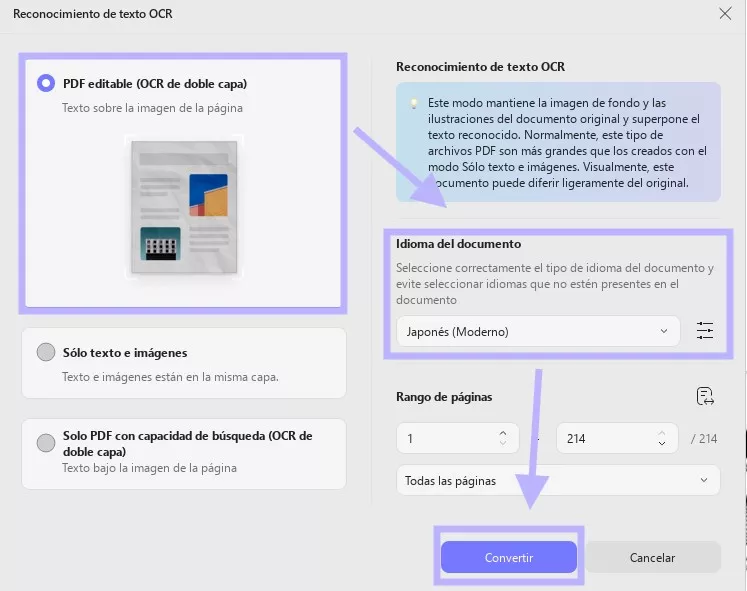 Configuración de OCR para manga en UPDF en Windows
