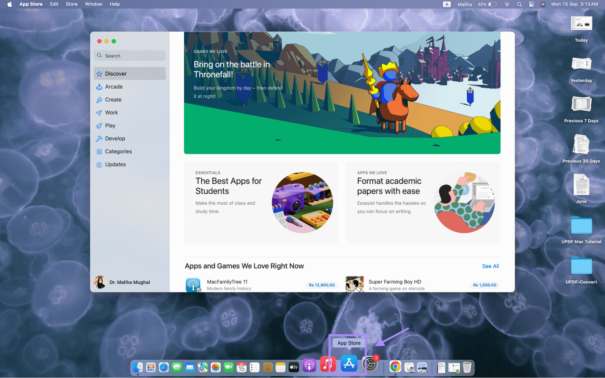 Alt text: open app store from dock