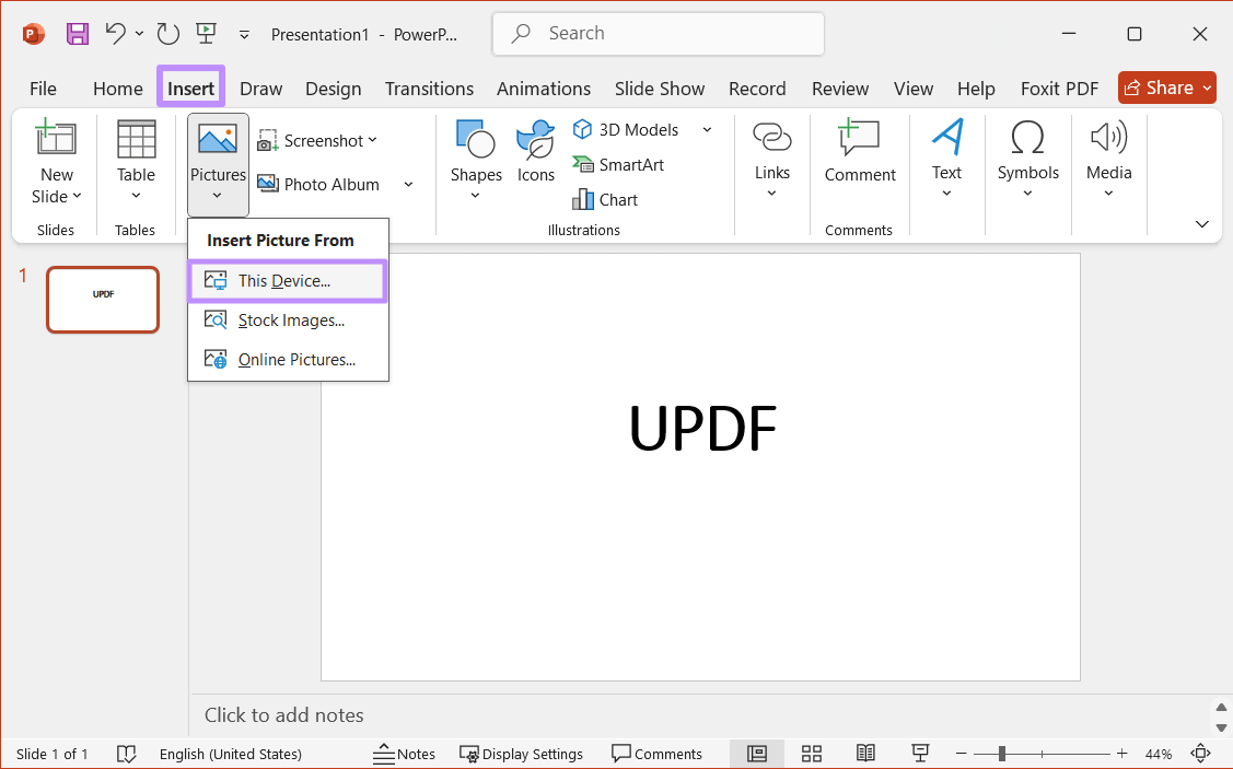  open image in powerpoint updf windows