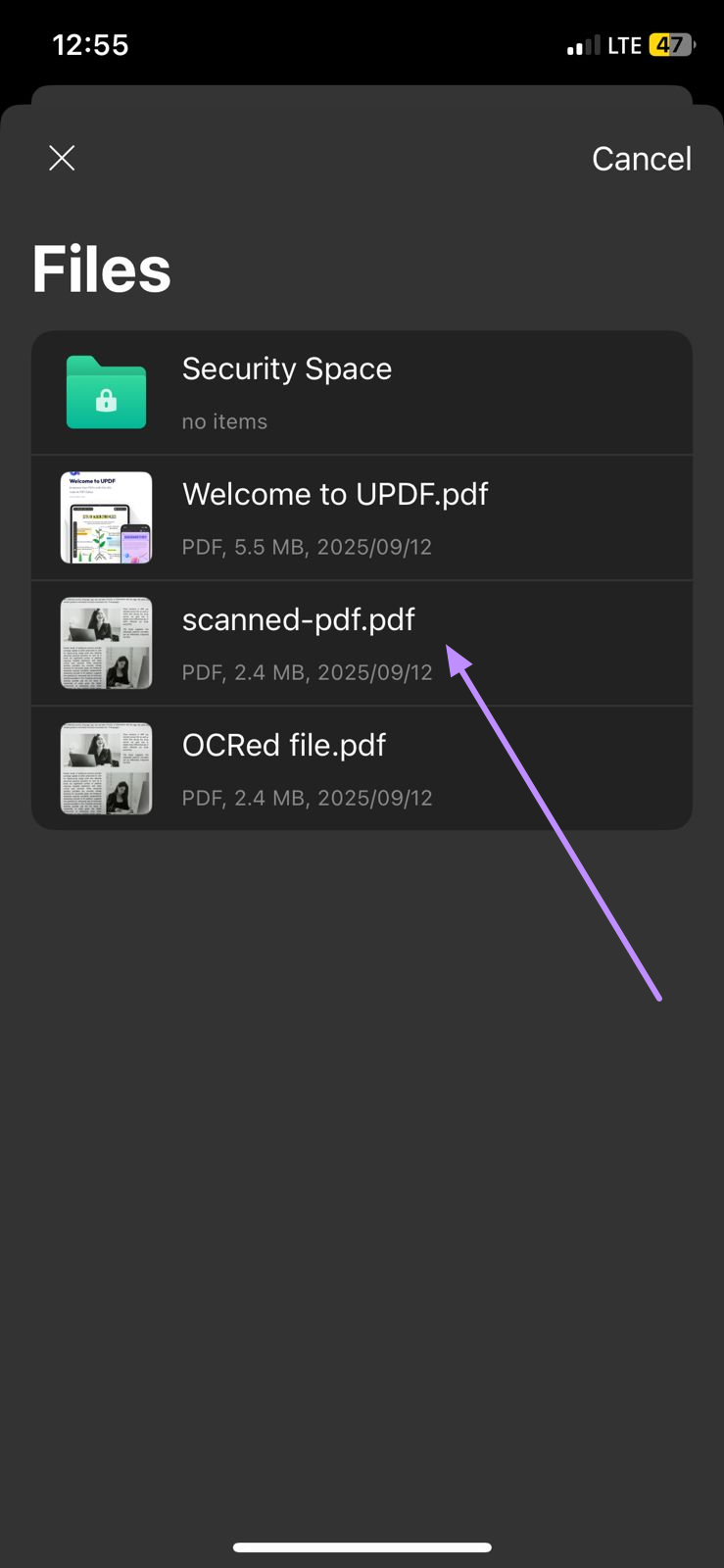 Image Alt: open scanned pdf updf ios