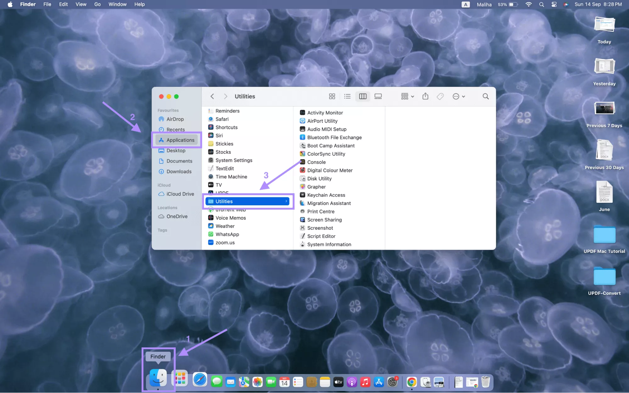 open utilities from finder mac